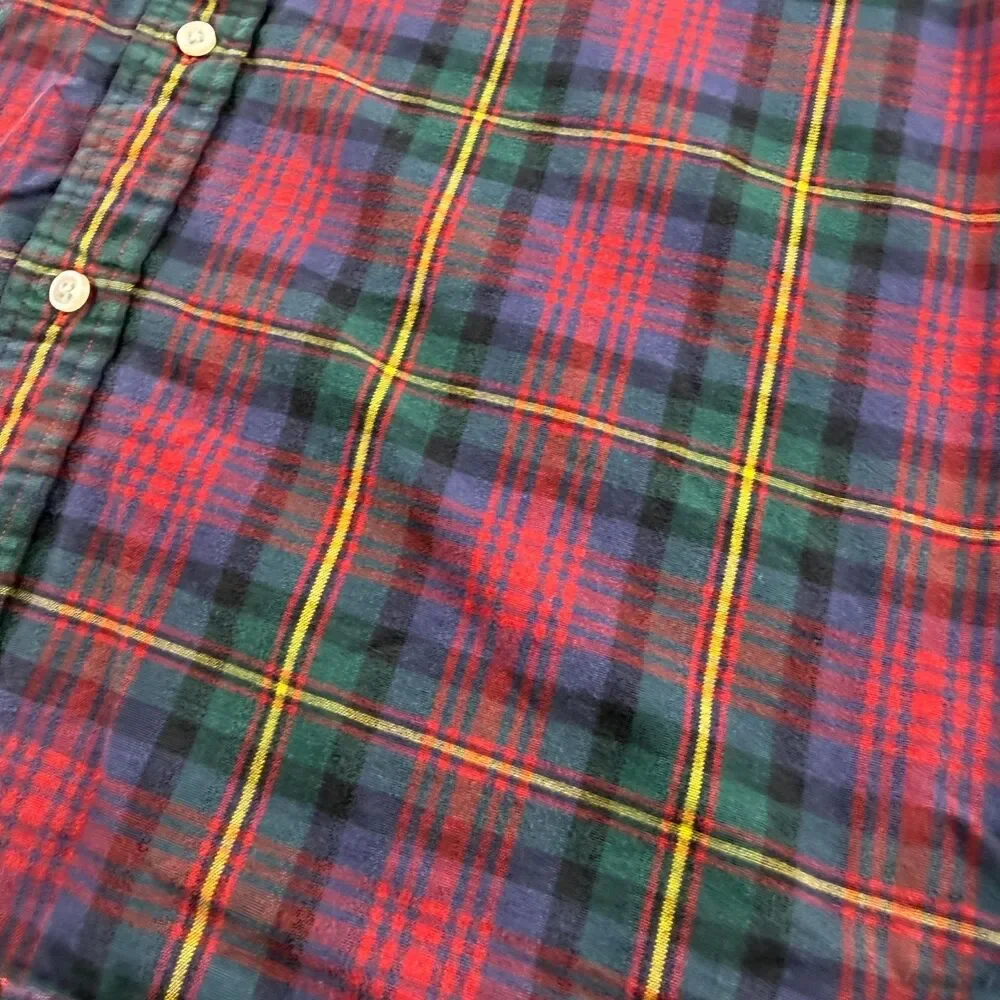 Polo Ralph Lauren Classic Fit Plaid Oxford Shirt Mens Large Red Tartan Check